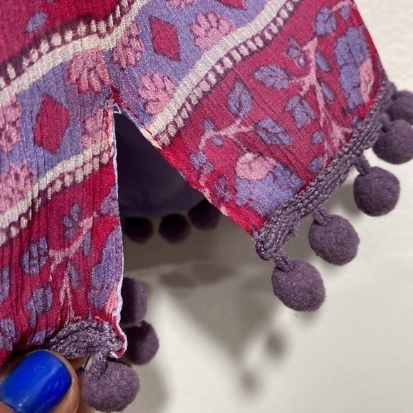 Chaser shirt Pom Pom blouse off the shoulder silk‎ blend boho festive hippie xs - Picture 3 of 7